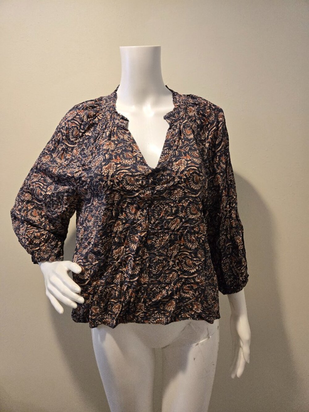 Faherty Portia Top Artisan Block Print M